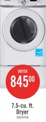 The Brick Samsung 7.5 Cu. Ft. Electric Dryer - White - Stackable - DVE45T6005W/AC offer
