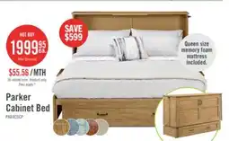 The Brick Parker Cabinet Bed with Memory Foam Mattress, Brown - Queen Size offer