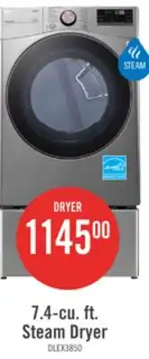 The Brick LG 7.4 Cu. Ft. Smart Electric Dryer with Steam - Graphite Steel - Stackable - DLEX3850V offer