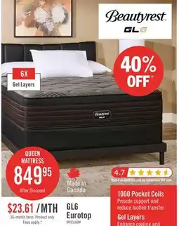 The Brick Beautyrest GL6 Eurotop Medium Queen Mattress offer