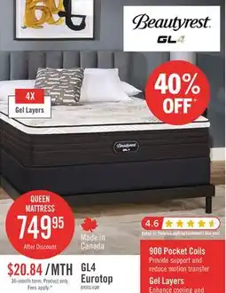 The Brick Beautyrest GL4 Eurotop Firm Queen Mattress offer
