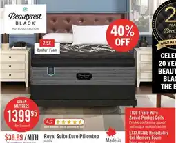 The Brick Beautyrest Black Hotel Royal Suite Euro Pillowtop Plush Queen Mattress offer