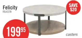 The Brick Felicity 36 Round Coffee Table with Shelf and Casters - Grey offer