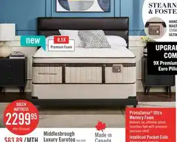 The Brick Stearns & Foster Middlesbrough Luxury Eurotop Queen Mattress offer