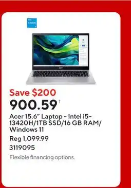 Staples Acer 15.6 Laptop - Intel i5-13420H/1TB SSD/16 GB RAM/Windows 11 offer