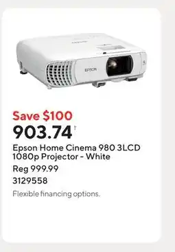 Staples Epson Home Cinema 980 3LCD 1080p Projector - White offer