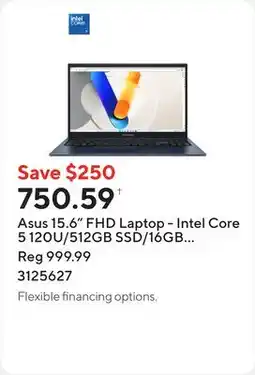 Staples Asus 15.6 FHD Laptop - Intel Core 5 120U/512GB SSD/16GB RAM/Windows 11 Home offer