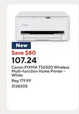Staples Canon PIXMA TS6520 Wireless Multi-function Home Printer - White offer