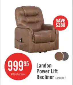 The Brick Landon 34 Microfibre Power Lift Reclining Chair - Brown offer