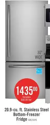 The Brick 20.9-cu. ft. Stainless Steel Bottom-Freezer Fridge offer