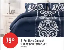 The Brick 3-Pc. Navy Damask Queen Comforter Set offer