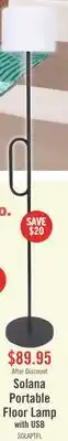 The Brick Solana 64 Modern Metal Acrylic Portable Indoor/Outdoor Floor Lamp with USB Port - Black offer
