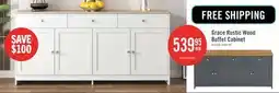 The Brick Grace 55.1 Rustic Wood Buffet Cabinet with Doors and Drawers,White Accent Cabinet offer