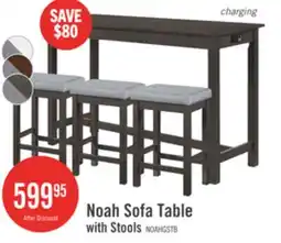 The Brick Noah 60 Modern Dinette with 3 Counter-Height Stools and USB Ports - Grey offer