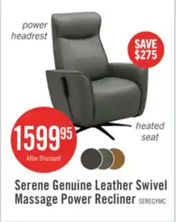 The Brick Serene Genuine Leather Swivel Massage Power Recliner offer