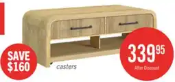 The Brick Scott Living Lenore 48 Modern Coffee Table with Storage, Shelf and Casters - Natural offer