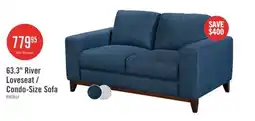 The Brick River 63.3 Linen-Look Fabric Loveseat with Wood Base and Legs - Blue offer