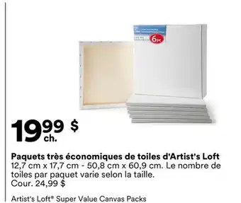Michaels Paquets très économiques de toiles d'Artist's Loft offer