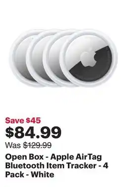 Best Buy Open Box - Apple AirTag Bluetooth Item Tracker - 4 Pack - White offer