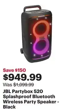Best Buy JBL Partybox 520 Splashproof Bluetooth Wireless Party Speaker - Black offer