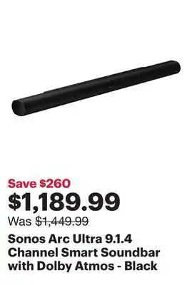 Best Buy Sonos Arc Ultra 9.1.4 Channel Smart Soundbar with Dolby Atmos - Black offer