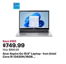 Best Buy Acer Aspire Go 15.6 Laptop - Iron (Intel Core i5-13420H/16GB RAM/1TB SSD/Windows 11) offer