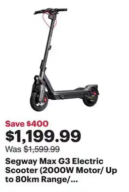 Best Buy Segway Max G3 Electric Scooter (2000W Motor/ Up to 80km Range/ 45km/h Top Speed) offer