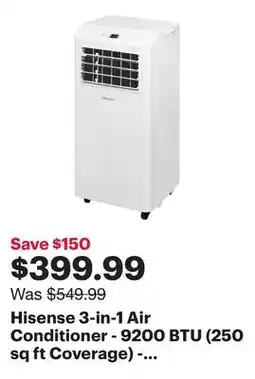 Best Buy Hisense 3-in-1 Air Conditioner - 9200 BTU (250 sq ft Coverage) - 50dB, Remote - White offer