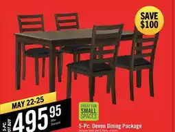 The Brick Devon 5pc Dining Set with Table & 4 Chairs - 60W, Wood - Dark Brown offer