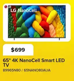 Leon's LG 65 4K NanoCell Smart LED TV - 65NANO80AUA offer