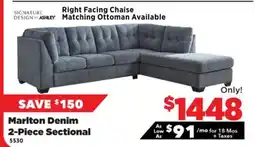 Surplus Furniture Marleton Denim 2-Piece Right Chaise Sectional offer