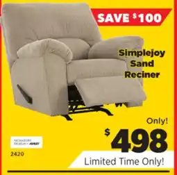 Surplus Furniture SimpleJoy Sand Recliner offer