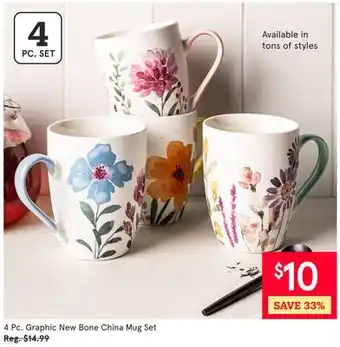 Kitchen Stuff Plus 4 Pc. Graphic New Bone China Mug Set offer