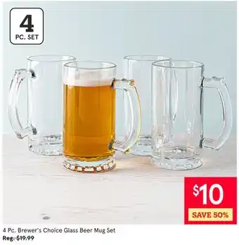 Kitchen Stuff Plus 4 Pc. Brewer's Choice Glass Beer Mug Set offer
