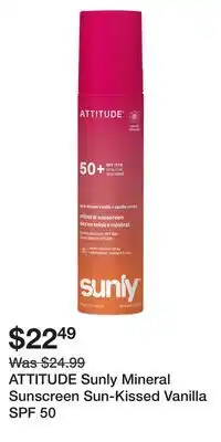 Well ATTITUDE Sunly Mineral Sunscreen Sun-Kissed Vanilla SPF 50 offer