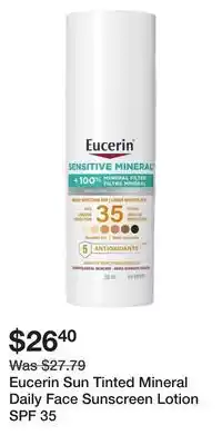 Well Eucerin Sun Tinted Mineral Daily Face Sunscreen Lotion SPF 35 offer