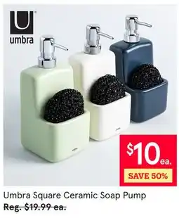 Kitchen Stuff Plus Umbra Square Ceramic Soap Pump offer