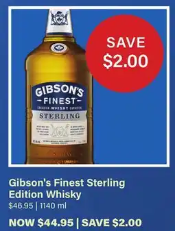 LCBO Gibson's Finest Sterling Edition Whisky offer