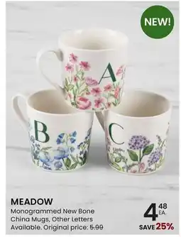 Stokes MEADOW Monogrammed New Bone China Mugs offer