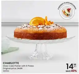 Stokes CHARLOTTE Glass Cake Platter with 6 Plates offer