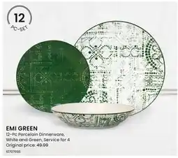 Stokes EMI GREEN 12-Pc Porcelain Dinnerware offer