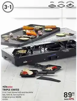 Stokes TRIPLE SWISS 3-in-1 Hot Stone Grill and Raclette Set offer
