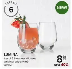 Stokes LUMINA Set of 6 Stemless Glasses offer