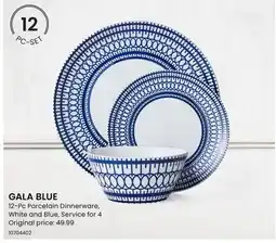 Stokes GALA BLUE 12-Pc Porcelain Dinnerware, White and Blue offer