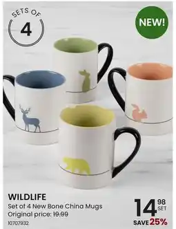 Stokes WILDLIFE Set of 4 New Bone China Mugs offer