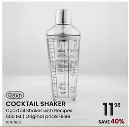 Stokes COCKTAIL SHAKER Cocktail Shaker with Recipes offer