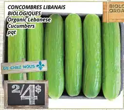 Supermarché PA CONCOMBRES LIBANAIS BIOLOGIQUES |Organic Lebanese Cucumbers offer