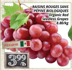 Supermarché PA RAISINS ROUGES SANS PÉPINS BIOLOGIQUES | Organic Red Seedless Grapes offer