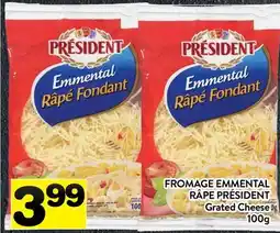 Supermarché PA FROMAGE EMMENTAL RÂPÉ PRÉSIDENT | Grated Cheese offer