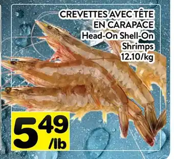 Supermarché PA CREVETTES AVEC TÊTE EN CARAPACE |Head-On Shell-On Shrimps offer